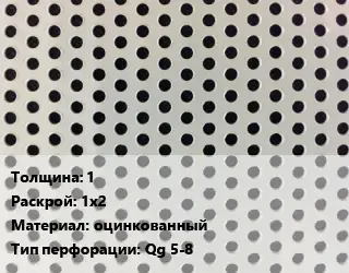 Лист перфорированный 1 1х2 оцинкованный Qg 5-8